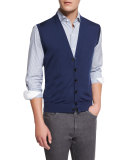 Wool Cardigan Vest, American Navy
