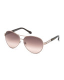 Crystal-Temple Aviator Sunglasses