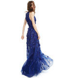 Sleeveless Embellished-Tulle Gown, Imperial