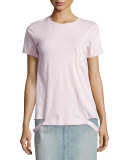 Slashed-Hem Cotton Jersey Tee, Pale Mauve