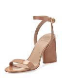 Elizabeth 2 Patent Ankle-Wrap City Sandal, Beige