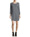 Long-Sleeve Fringe Jersey Dress, Gray