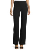 Evie Fluid Crepe Flare-Leg Pants, Black