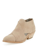 Cluster Leather Crisscross Bootie, Wheat