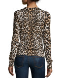 Shirley Leopard-Print Long-Sleeve Silk Top