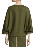 Reversible Cashmere Cape with Brooch, Olive/Taupe