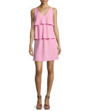 Sleeveless Tiered Ruffled Dress, Pink
