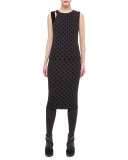 Flocked Polka-Dot Cutout Tank, Black