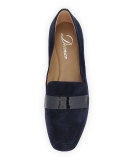Fab Patent-Strap Suede Loafer, Blazer Blue