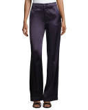 Fergus Satin Wide-Leg Evening Pants, Marine Blue