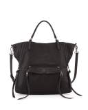 Everette Leather Satchel Bag, Black