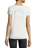 Short-Sleeve Skull-Back Henley Tee, Craie
