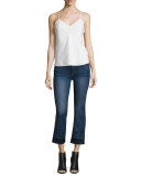 Le Crop Mini Boot-Cut Jeans w/Wide Released Hem, Atlas