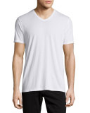 Short-Sleeve V-Neck Jersey T-Shirt, White
