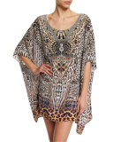 Printed Embellished Short Caftan Coverup, The Mighty