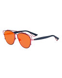 Technologic Mirrored Metal Sunglasses, Matte Red/Blue