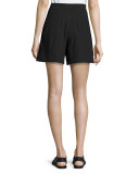Flare-Leg High-Waist Shorts, Black