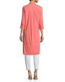 3/4-Sleeve Linen-Blend High-Low Dress
