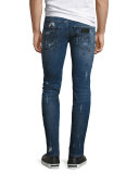 Graffiti Moto Skinny Jeans, Blue