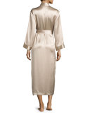 Gabriella Long Silk Robe, Beige 