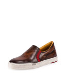 Scritto Burnished Leather Skate Sneaker, Tobacco