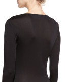 Lala Satin Long-Sleeve Surplice Bodysuit