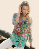 Milla Long-Sleeve Floral-Print Blouse, Plus Size