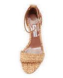Juniper Eyelet Cork Demi-Wedge Sandal, Natural