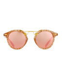 St. Louis Round Mirrored Sunglasses, Pink