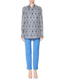 Victoria Flat-Front Skinny Pants, Blue
