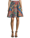 Earla High-Waist Havana Town Skirt, Multicolor