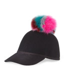 Sass Single-Pom Wool Felt Baseball Cap, Multicolor