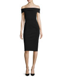 Maquette Off-the-Shoulder Jersey Sheath Dress, Black