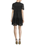 Short-Sleeve Lace Babydoll Dress