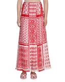 Native Quilt Maxi Skirt, Red/White