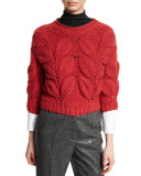 Piuma-Leaf 3/4-Sleeve Sweater, Poppy