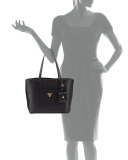 Medium Vitello Diano Open Tote Bag, Black (Nero)
