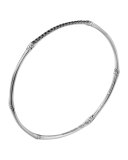 Bamboo Silver Lava Slim Bangle with Black Sapphires