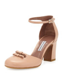 Amelia Leather Bow 75mm Pump, Flesh