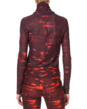 Detachable-Turtleneck Printed Top, Mangosteen