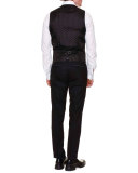 Contrast-Stitch Three-Piece Suit, Black