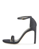 Nudistsong Denim Ankle-Wrap Sandal, Navy