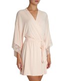 Zelia Lace-Trim Kimono Robe, Light Pink