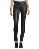 Warrior Paneled Leather Pants, Black