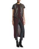 Slim-Leg Monili-Trim Cropped Pants, Anthracite