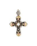 Cross Pendant with Pink Tourmaline & Mother-of-Pearl