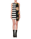 Sleeveless Floral & Stripe Shift Dress, Multicolor