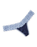 Low-Rise Heather Jersey Thong, Chambray/Ivory