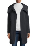 Hooded Asymmetric-Zip Parka, Nero