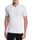 Modal/Cotton V-Neck Tee, White
